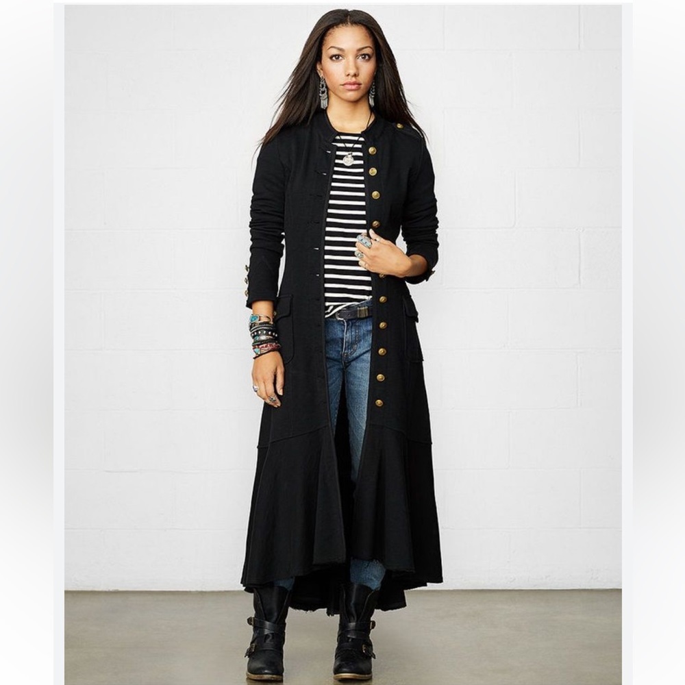 Ralph Lauren Military Duster Denim & Supply Cardigan Jacket Sweater Maxi Long M - Picture 14 of 14